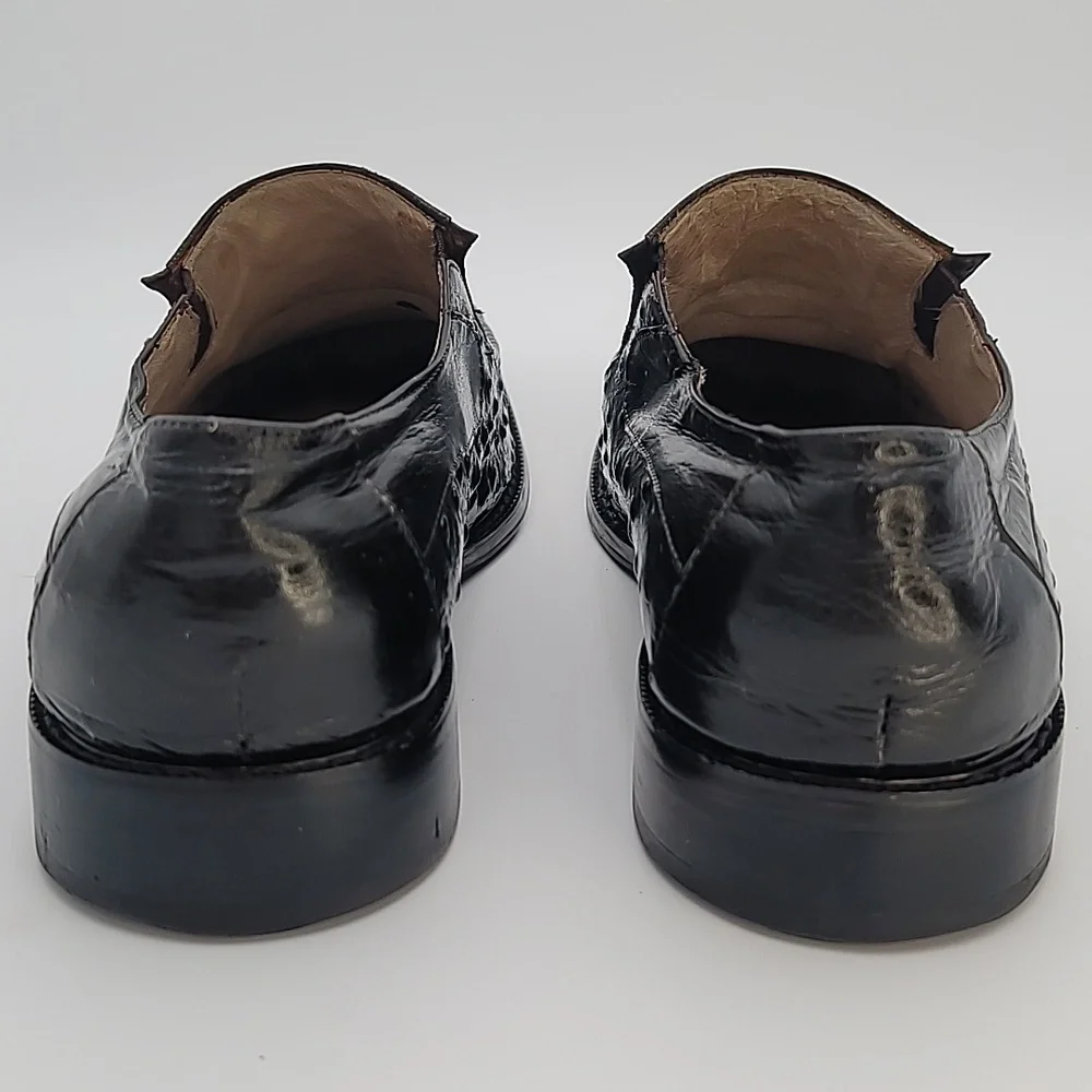 STACY ADAMS sz11 Alligator & Ostrich Leather Loafers Chisel Toe